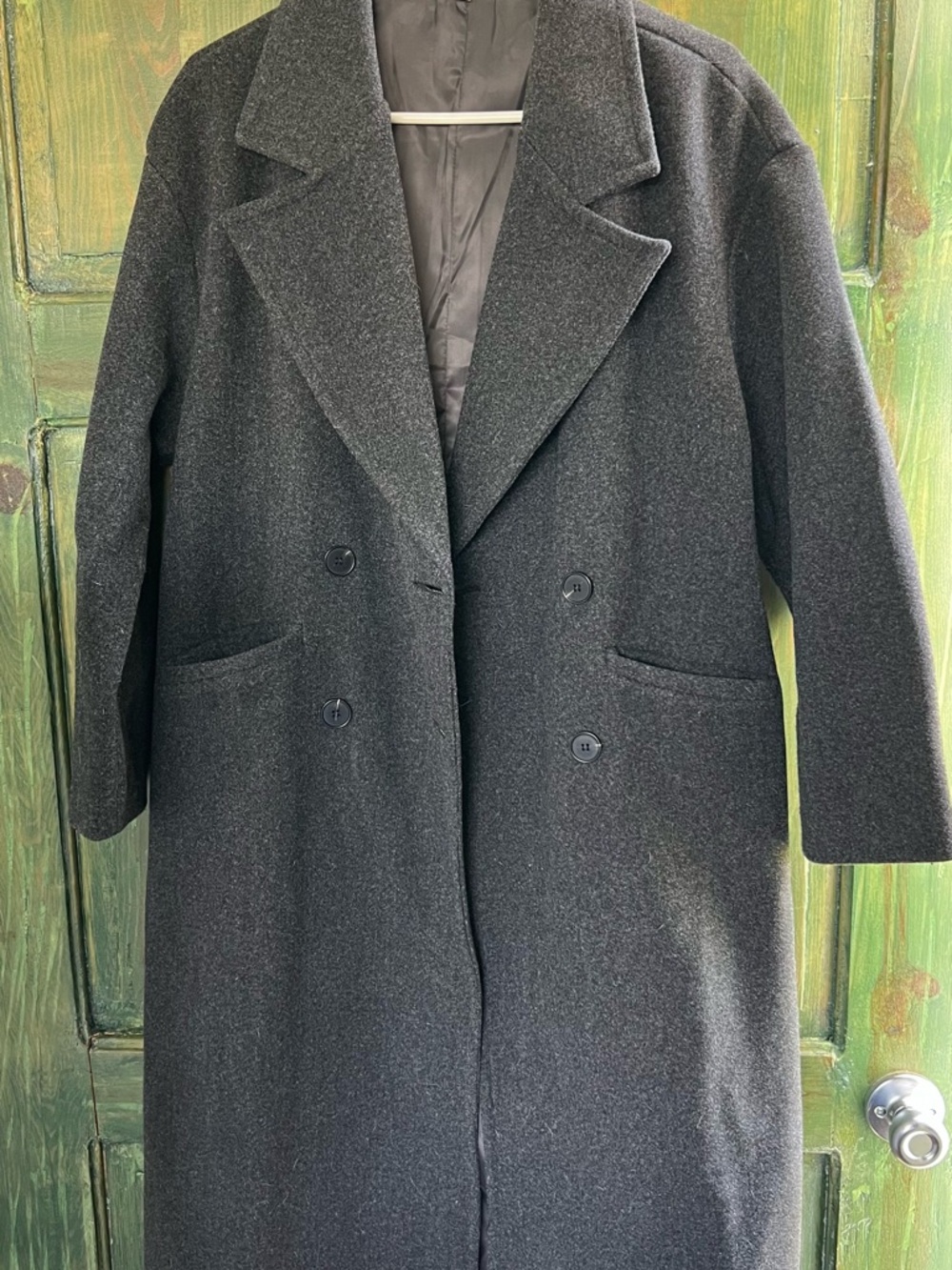 Pink Diamond Classic Women's Double-Breasted Black Pea Coat